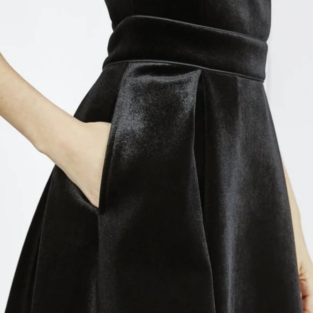 MAJE Reedness Velvet Fit and Flare Mini Dress Black S MSRP $480 NWT - Picture 5 of 13
